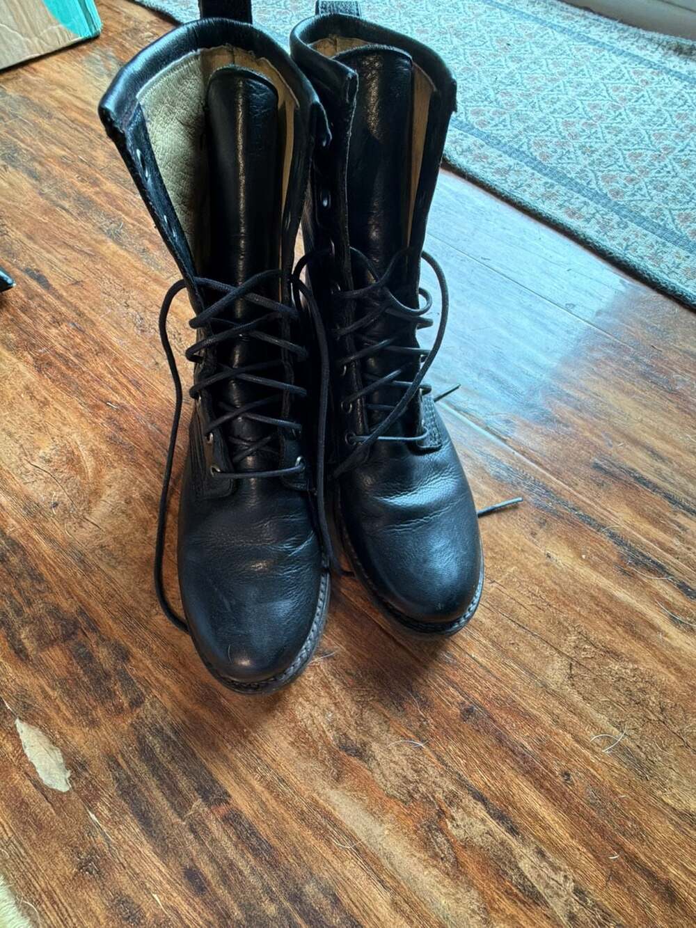 Frye Women's Veronica Combat Boots Black Leather Size 7.5B